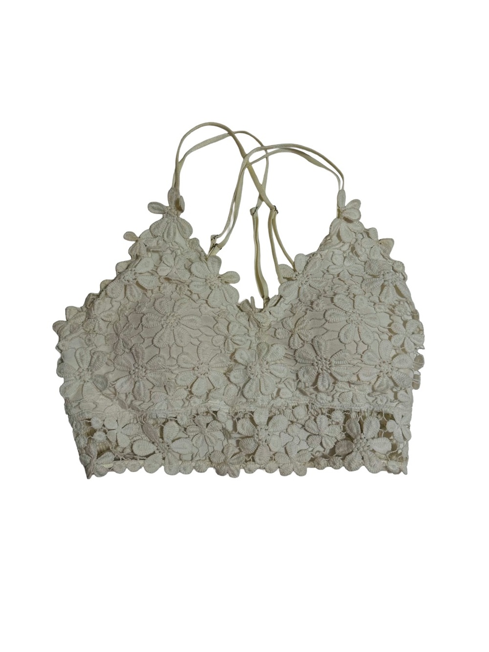 DAVI & DANI Cream Crochet Floral Bralette